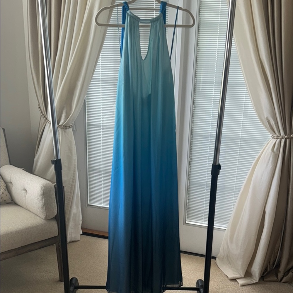Blue Ombre Halter Maxi Dress